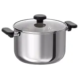 IKEA MIDDAGSMAT (ИКЕА МИДДАГСМАТ) — Кастрюля с крышкой, прозрачное стекло/нержавеющая сталь, 5 л — фото 1