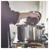 IKEA MIDDAGSMAT (ИКЕА МИДДАГСМАТ) — Кастрюля с крышкой, прозрачное стекло/нержавеющая сталь, 10 л — фото 2