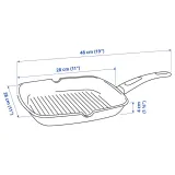 IKEA HEMLAGAD (ИКЕА ХЕМЛАГАД) — Сковорода-гриль, антипригарное покрытие, черная, 28x28 см — фото 7