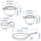 IKEA HEMLAGAD (ИКЕА ХЕМЛАГАД) — Набор посуды, 4 предмета, антипригарное покрытие, черный — фото 6