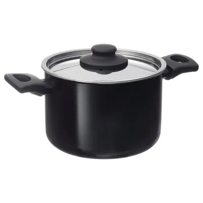 IKEA HEMLAGAD (ИКЕА ХЕМЛАГАД) — Кастрюля с крышкой, антипригарное покрытие, черный, 3 л