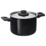 IKEA HEMLAGAD (ИКЕА ХЕМЛАГАД) — Кастрюля с крышкой, антипригарное покрытие, черный, 3 л — фото 1