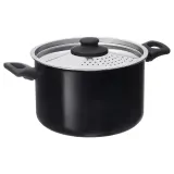 IKEA HEMLAGAD (ИКЕА ХЕМЛАГАД) — Кастрюля с крышкой, антипригарное покрытие, черный, 5 л — фото 1
