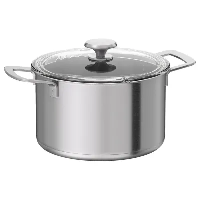 IKEA HEMKOMST (ИКЕА ХЕМКОМСТ) — Кастрюля с крышкой, нержавеющая сталь/стекло, 5 л