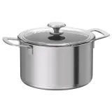 IKEA HEMKOMST (ИКЕА ХЕМКОМСТ) — Кастрюля с крышкой, нержавеющая сталь/стекло, 5 л — фото 1