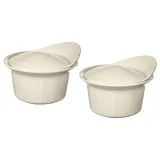 IKEA FÄRGKLAR (ИКЕА ФЭРГКЛАР) — Жаропрочное блюдо с крышкой, глянцевый бежевый, 0,2 л — фото 1