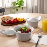IKEA FÄRGKLAR (ИКЕА ФЭРГКЛАР) — Термостойкое блюдо с крышкой, матовое светло-серое, 0,2 л — фото 2