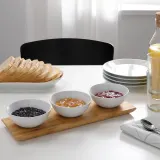 IKEA TYNGDLÖS (ИКЕА ТУНГДЛОС) — Поднос с 3 чашами, бамбук/белый — фото 4