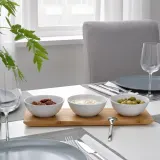 IKEA TYNGDLÖS (ИКЕА ТУНГДЛОС) — Поднос с 3 чашами, бамбук/белый — фото 5