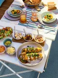 IKEA TYNGDLÖS (ИКЕА ТУНГДЛОС) — Поднос с 3 чашами, бамбук/белый — фото 7