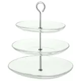 IKEA KVITTERA (ИКЕА КВИТТЕРА) — Тарелка/3 тарелки, прозрачное стекло/нержавеющая сталь — фото 1