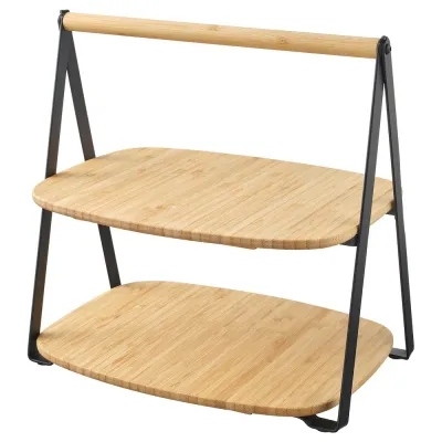 IKEA FULLSPÄCKAD (ИКЕА ФУЛЛСПЭКАД) — Поднос для сервировки, бамбук/черный, 28x20 см