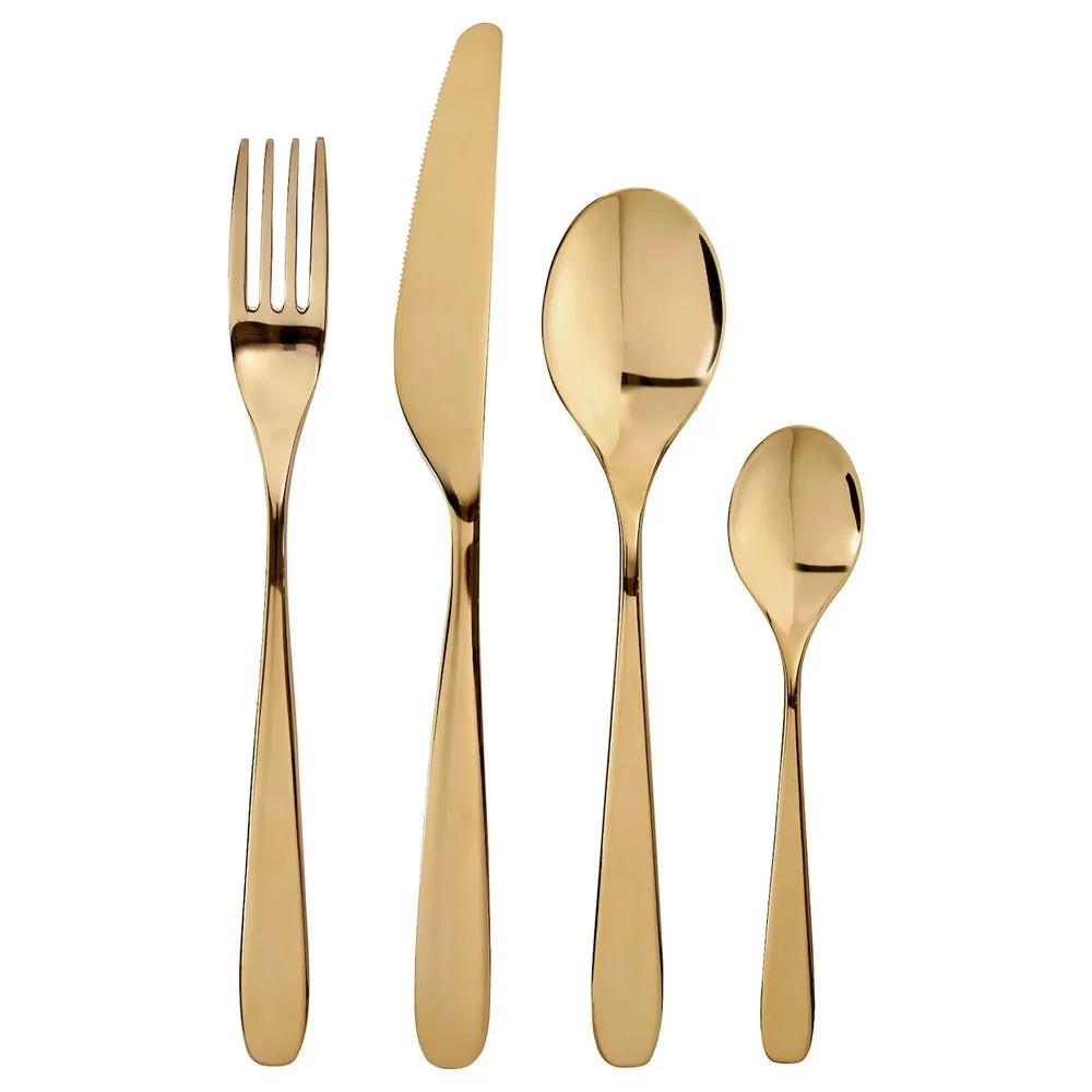 IKEA TILLAGD (ИКЕА ТИЛЛАГД) — Набор столовых приборов, 24 предмета, цвет латуни