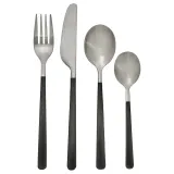 IKEA LÖFTESRIK (ИКЕА ЛОФТЕСРИК) — Набор столовых приборов, 24 предмета, черная/сатинированная нержавеющая сталь — фото 1