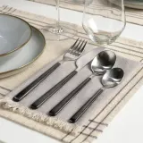 IKEA LÖFTESRIK (ИКЕА ЛОФТЕСРИК) — Набор столовых приборов, 24 предмета, черная/сатинированная нержавеющая сталь — фото 3