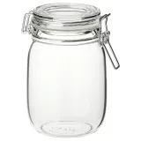 IKEA KORKEN (ИКЕА КОРКЕН) — Банка с крышкой, прозрачное стекло, 1 л — фото 1