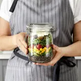IKEA KORKEN (ИКЕА КОРКЕН) — Банка с крышкой, прозрачное стекло, 1 л — фото 2