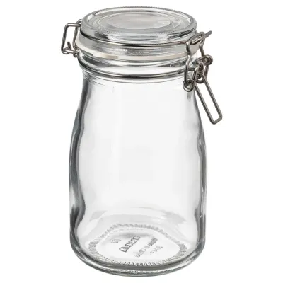 IKEA KORKEN (ИКЕА КОРКЕН) — Банка в форме бутылки с крышкой, прозрачное стекло, 0,4 л