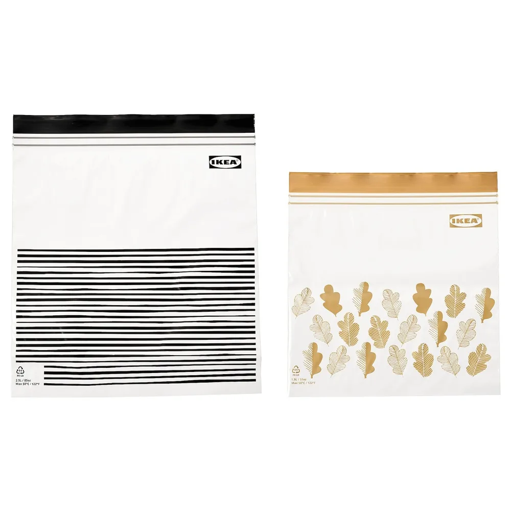 IKEA ISTAD (ИКЕА ИСТАД) — Пакет Ziplock, черный/желтый дизайн, 2,5/1,2 л