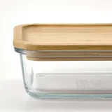 IKEA IKEA 365+ (ИКЕА ИКЕА 365+) — Контейнер для продуктов с крышкой, прямоугольный, стекло/бамбук, 1,0 л — фото 6