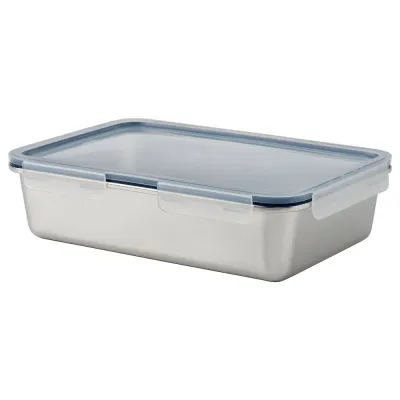 IKEA IKEA 365+ (ИКЕА ИКЕА 365+) — Контейнер для продуктов с крышкой, большой прямоугольник/пластик из нержавеющей стали, 3 л
