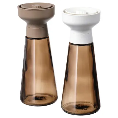 IKEA HALVTOM (ИКЕА ХАЛВТОМ) — Кофемолка, стекло/коричневый, 19 см