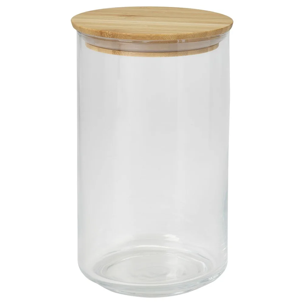 IKEA EKLATANT (ИКЕА ЕКЛАТАНТ) — Банка с крышкой, прозрачное стекло/бамбук, 1,1 л
