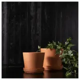 IKEA BRUNBÄR (ИКЕА БРУНБЭР) — Цветочный горшок с блюдцем, открытый терракот, 12 см — фото 4