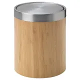 IKEA TRÄSKET (ИКЕА ТРЭСКЕТ) — Корзина для мусора, нержавеющая сталь/шпон бамбука, 3 л — фото 1