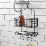 IKEA BLECKSJÖN (ИКЕА БЛЕКШОН) — Вешалка для душа, 2 уровня, черная, 31x56 см — фото 2