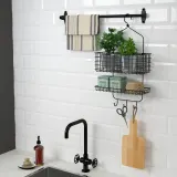 IKEA BLECKSJÖN (ИКЕА БЛЕКШОН) — Вешалка для душа, 2 уровня, черная, 31x56 см — фото 3