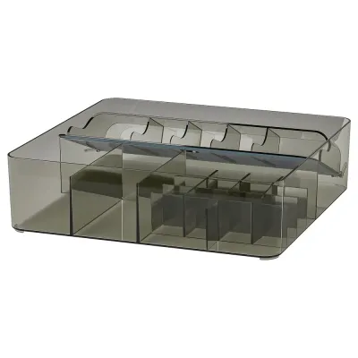 IKEA VISSLAÅN (ИКЕА ВИССЛАОН) — Коробка с отделениями, серая, 32x31x9 см