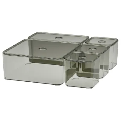 IKEA VISSLAÅN (ИКЕА ВИССЛАОН) — Коробки с крышкой, 5 шт, серые