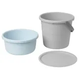 IKEA PEPPRIG (ИКЕА ПЕППРИГ) — Ведро с крышкой, состоящее из 3 частей, серое/синее — фото 2