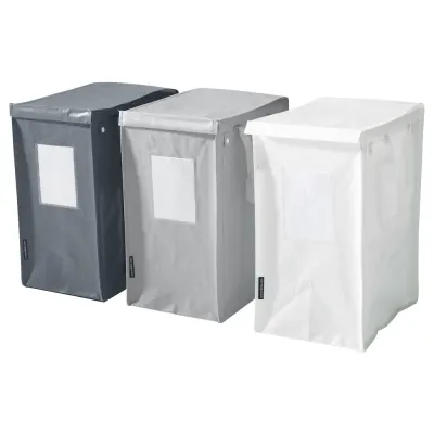 IKEA DIMPA (ИКЕА ДИМПА) — Раздельный мешок для мусора, белый/темно-серый/светло-серый, 22x35x45 см/35 л