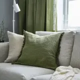 IKEA VALLKRASSING (ИКЕА ВАЛЛКРАССИНГ) — Наволочка, серо-зеленая, 50x50 см — фото 2
