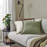 IKEA VALLKRASSING (ИКЕА ВАЛЛКРАССИНГ) — Наволочка, серо-зеленая, 50x50 см — фото 5