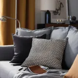 IKEA KUSTFLY (ИКЕА КУСТФЛЙ) — Наволочка, бежевый/черный, 50x50 см — фото 5