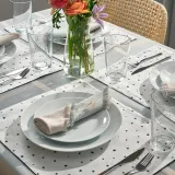 IKEA NISSÖGA (ИКЕА НИССОГА) — Коврик, белый/синий, 45x35 см — фото 6