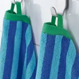 IKEA SLÅNHÖSTMAL (ИКЕА СЛОНХОСТМАЛ) — Полотенце банное, светло-голубое/светло-синее в полоску, 70x140 см — фото 4
