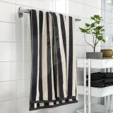 IKEA SLÅNHÖSTMAL (ИКЕА СЛОНХОСТМАЛ) — Полотенце банное, черное/светло-бежевое в полоску, 100x150 см — фото 3
