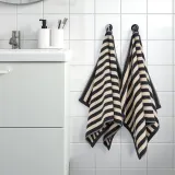 IKEA SLÅNHÖSTMAL (ИКЕА СЛОНХОСТМАЛ) — Полотенце для рук, черное/светло-бежевое в полоску, 50x100 см — фото 3