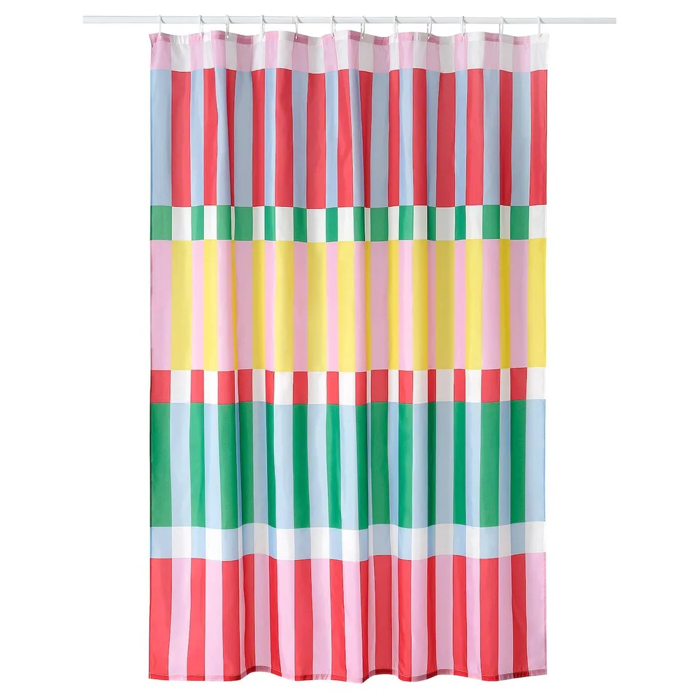 IKEA BANJANTRÄD (ИКЕА БАНЙАНТРЭД) — Занавеска для душа, разноцветная, 180x200 см