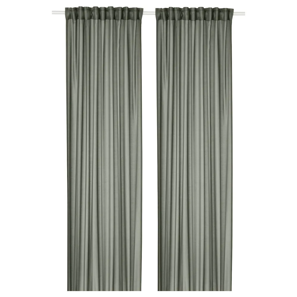IKEA STENFRÖ (ИКЕА СТЕНФРО) — Шторы, 2 шт, на ленте/зеленые, 145x300 см