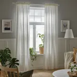 IKEA SILVERLÖNN (ИКЕА СИЛВЕРЛОНН) — Шторы, 2 шт, на ленте/белые, 145x300 см — фото 2