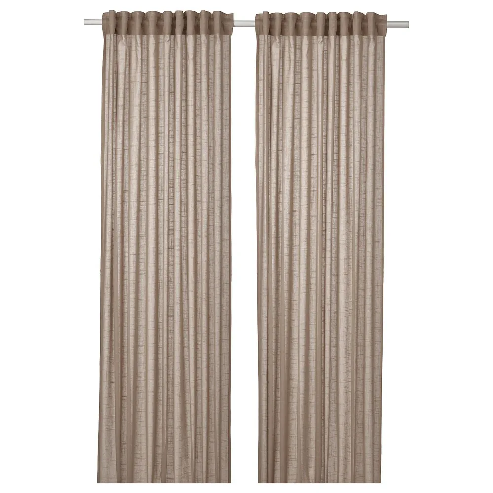 IKEA SILVERLÖNN (ИКЕА СИЛВЕРЛОНН) — Шторы, 2 шт, на ленте/бежевые, 145x300 см
