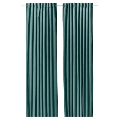 IKEA SANELA (ИКЕА САНЕЛА) — Штора, 2 шт, на ленте/темно-серый/бирюзовый, 140x300 см