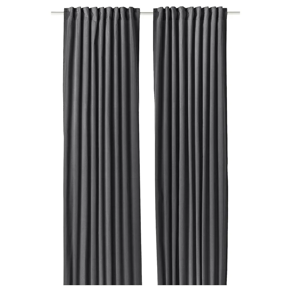 IKEA SANELA (ИКЕА САНЕЛА) — Штора, 2 шт, на ленте/темно-серый, 140x300 см