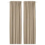 IKEA ROSENMANDEL (ИКЕА РОСЕНМАНДЕЛ) — Шторы, 1 пара, на ленте/желто-бежевые, 135x300 см — фото 1