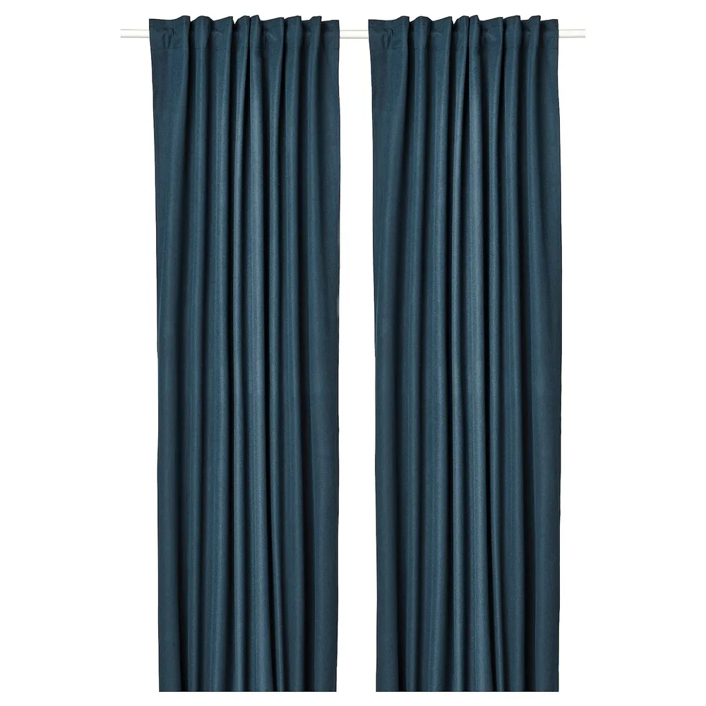 IKEA ROSENMANDEL (ИКЕА РОСЕНМАНДЕЛ) — Шторы, 1 пара, на ленте/зеленый, 135x300 см